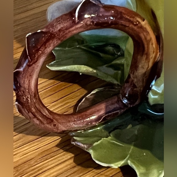 VTG Italian Capodimonte Style Hand Painted Porcelain Rose Candleholder 3.5” X 4” - Picture 10 of 11